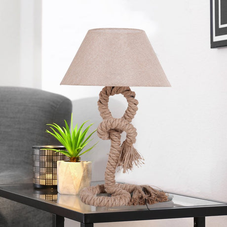 HOMCOM Table Lamp Bedside Light Indispensable Nautical Twisted Rope Glow E27 Bedroom Living Room Beige