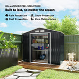 Outsunny 7 x 4ft Weatherproof Shed, Outdoor Bike Storage Shed with Ventilation Slots, Foundation Kit and Lockable Double Doors, Dark Grey