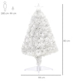 HOMCOM 2.5FT Prelit Artificial Tabletop Christmas Tree with Fibre Optics Holiday Home Xmas Decoration for Table and Desk, White