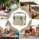 25 QT Hard Cooler with Aluminum Handle and Integrated Cup Holders-Tan