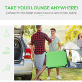 Outsunny Folding Sun Lounger with Face Hole, 4-Position Adjustable Backrest Garden Recliner Chair Sunbed, Outdoor Lounge Chair with 600 D Oxford Cloth Seat, Pillow for Beach, Green