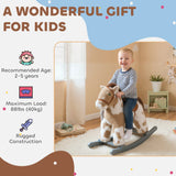 AIYAPLAY Baby Rocking Horse, Plush Animal Rocker with Realistic Sound and Toy, Rocking Toy Chair for Kids Aged 2-5, Brown