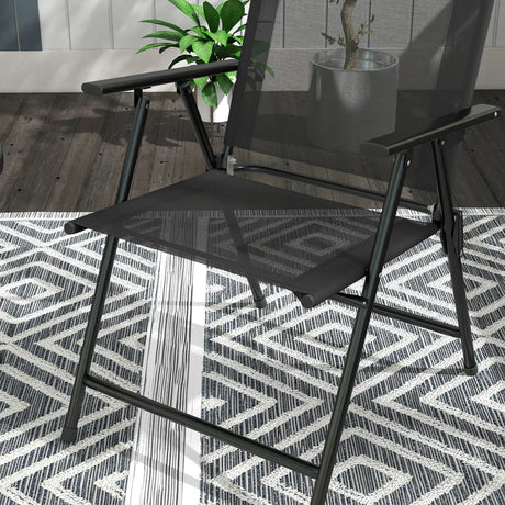Outsunny Three-Piece Garden Seat Set, with Glass-Top Table - Black