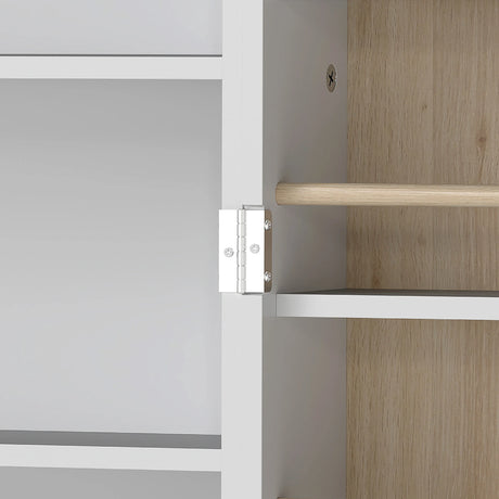 HOMCOM 119.5 cm Kitchen Cupboard, Freestanding Kitchen Cabinet with Double Doors, 5 Tiers, 12 Spice Racks, White