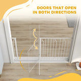 PawHut Extra Wide Dog Safety Gate, with Door Pressure, for Doorways, Hallways, Staircases - White