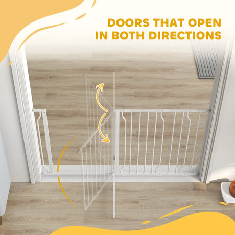 PawHut Extra Wide Dog Safety Gate, with Door Pressure, for Doorways, Hallways, Staircases - White