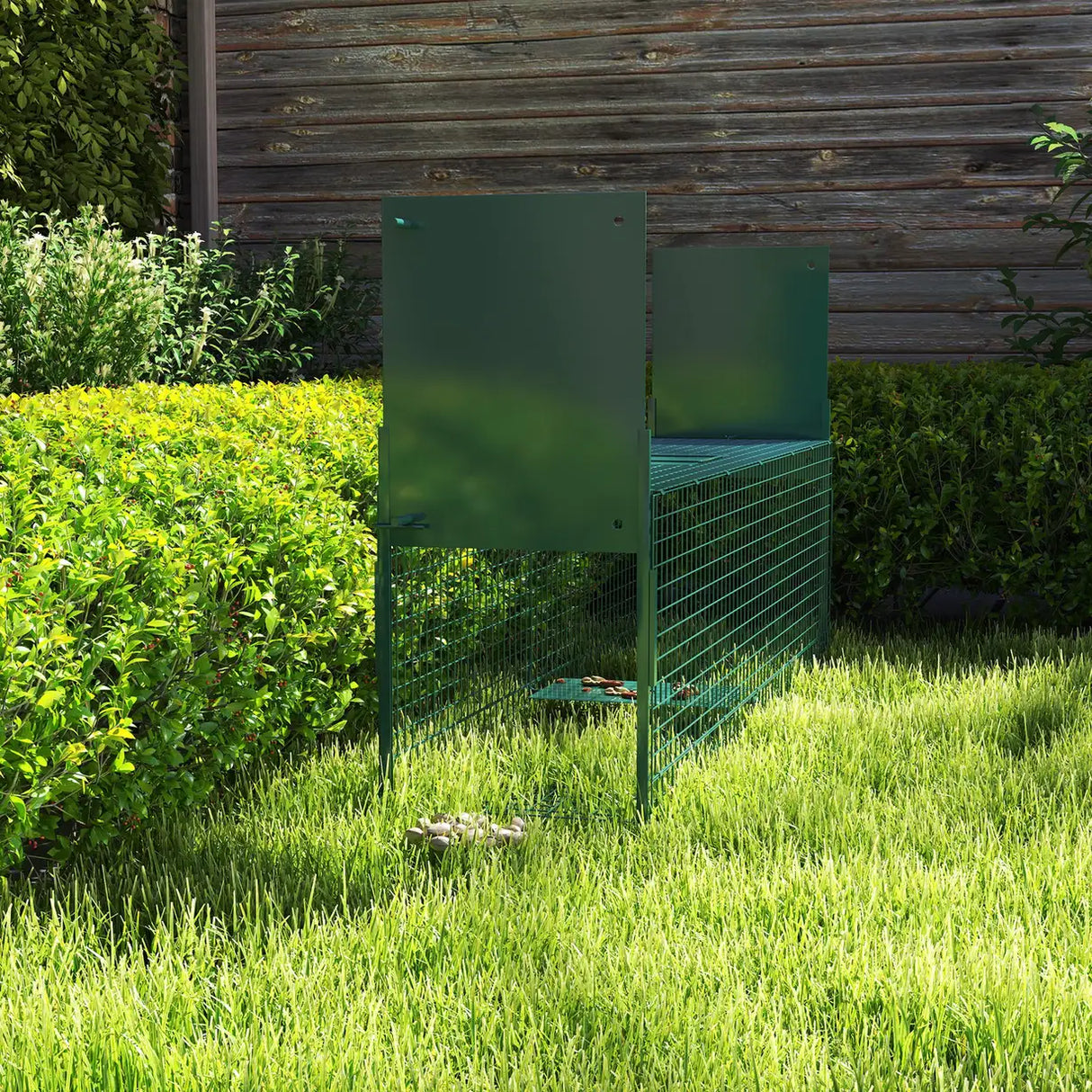 PawHut Two-Door Live Trap for Small Animals, Animal Trap for Rat, Mice - Dark Green