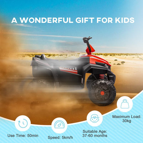 AIYAPLAY 12V Kids Electric Quad Bike w/ Spring Suspension System, Forward & Backward, LED Light, Music, MP3, Red