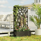 Outsunny Metal Raised Garden Bed with Trellis, Outdoor Planter Box with Privacy Screen, Elevated Garden Box for Climbing Plants