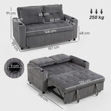 HOMCOM 2 Seater Click Clack Sofa Bed with Pull Out Design, Corduroy Upholstery - Charcoal Grey