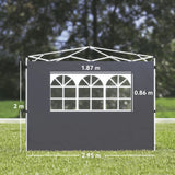 Outsunny 3 Meters Gazebo Replaceable Exchangeable Side Panel Wall Panels Walls With Window, Dark Grey