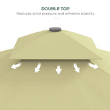 Outsunny 2.5m Square Double Top Garden Parasol Cantilever Umbrella with Ruffles, Beige