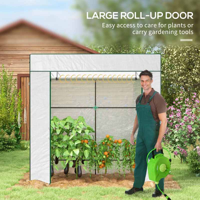 Outsunny PE Cover Walk-in Outdoor Greenhouse, White