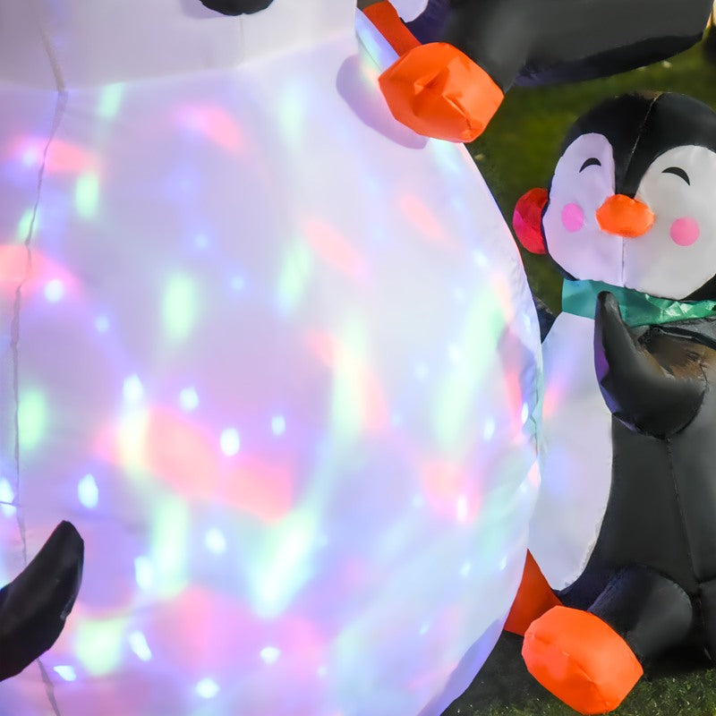 HOMCOM 6ft Inflatable Christmas Snowman with Three Penguins LED Xmas Dcor Holiday Outdoor Yard Decoration