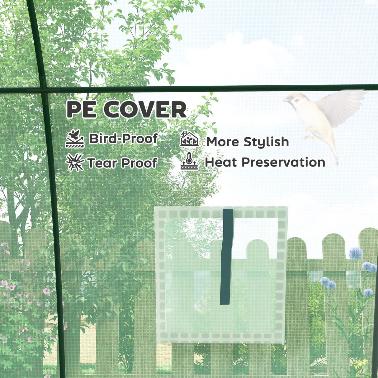 Outsunny Hoop House Greenhouse with Sandbags, Walk-In Tunnel Green House with 2 Doors and Screen Windows, 1.8 x 1.8 x 2m, Green