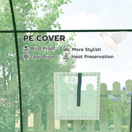 Outsunny Hoop House Greenhouse with Sandbags, Walk-In Tunnel Green House with 2 Doors and Screen Windows, 1.8 x 1.8 x 2m, Green