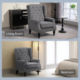 HOMCOM Teddy Fleece Retro Wingback Chair - Grey