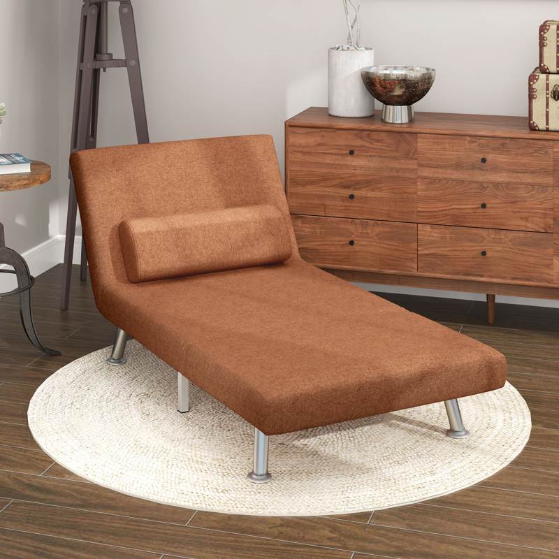 HOMCOM Single Linen-Feel Sleeper Chair - Coffee