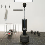 HOMCOM 155-205cm 3-IN-1 Freestanding Boxing Punching Bag Stand, Boxing Speed Trainer with Rotating Flexible Arm, Speed Ball, Fillable Base, Black