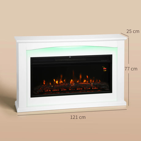 HOMCOM 2000W 5118 BTU Faux Flame Fireplace - White