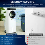 HOMCOM Evaporative Air Cooler, 6.5L 4-in-1 Bladeless Portable Cooler, Fan, Humidifier, Air Clean Anion with Oscillation, 6 Speeds, 24H Timer, Sleep Mode, 2 Ice Packs, Wheels, Remote, for Home Office