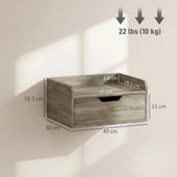 HOMCOM Floating Nightstands Set of 2, Wall Mounted Bedside Table with Drawer for Bedroom, Grey Wood Effect