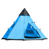 Outsunny 6 Men Tipi Tent, Camping Tent, Teepee Family Tent with Mesh Windows, Sewn-in Tent Floor, Two Doors and Carry Bag, Easy Set Up, for Hiking Picnics Outdoor Night, Blue