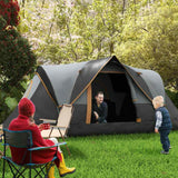 Outsunny 5-6 Man Dome Camping Tent Hiking Shelter UV Protection 3000mm Water Resistant Tunnel Tent - Multicolor