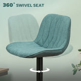 HOMCOM Set of Two Linen-Look Bar Stools - Blue