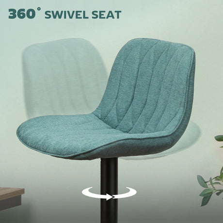 HOMCOM Set of Two Linen-Look Bar Stools - Blue