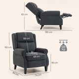 HOMCOM 132 Recliner Armchair, with Extended Footrest - Dark Grey