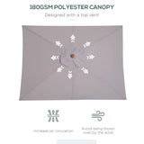 Outsunny 2m Tilting Wooden Pole Parasol - Grey