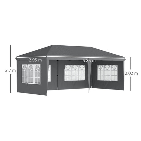 Outsunny 3 x 6m Pop-Up Gazebo, with Removable Walls - Grey