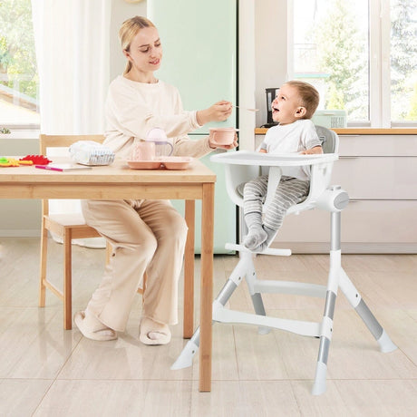 Adjustable Baby Highchair with Removable Tray and 5-Point Safety Harness-Grey