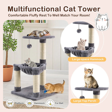 Multi-level Cat Tree with Cosy Hammock for Cats