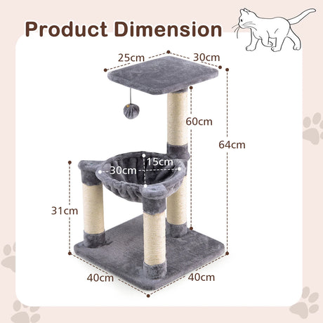 Multi-level Cat Tree with Cosy Hammock for Cats