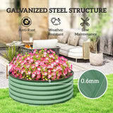 Outsunny Galvanised Raised Garden Bed with Safety Edging, Outdoor Raised Planter Box with Gloves, 120 x 120 x 43cm, Light Green