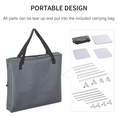 Outsunny 2-Shelf Camping Cupboard Camping Kitchen Station Cook Table Aluminum, Storage Organiser for BBQ Party Picnics Backyards with Carrying Bag