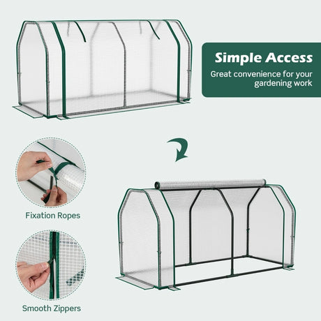 Portable Greenhouse with Roll-Up Zippered Door for Garden