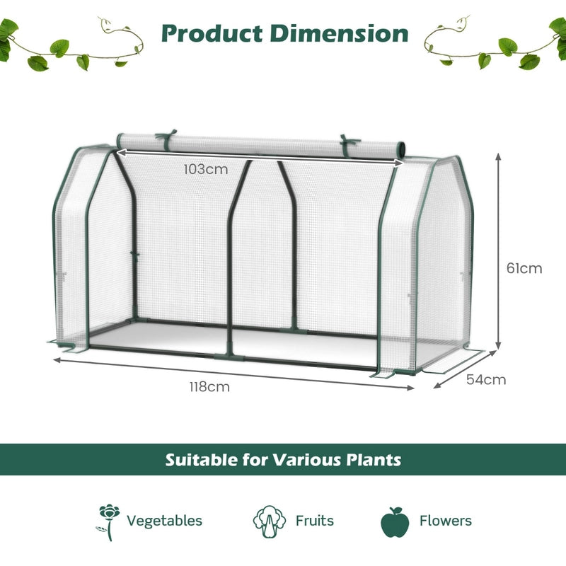Portable Greenhouse with Roll-Up Zippered Door for Garden
