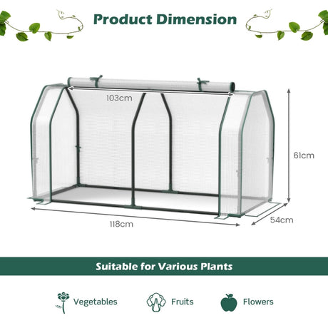 Portable Greenhouse with Roll-Up Zippered Door for Garden