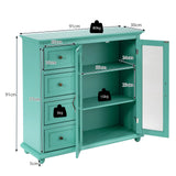 2-Door Wooden Buffet Sideboard with 4 Drawer-Green