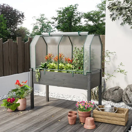 Portable Greenhouse with Roll-Up Zippered Door for Garden