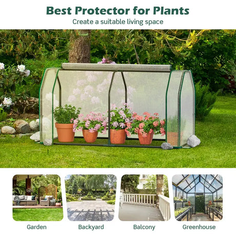 Portable Greenhouse with Roll-Up Zippered Door for Garden