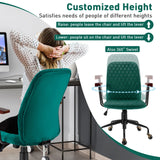 Retro Swivel Velvet Computer Desk Chair with Armrest for Home &amp; Office-Green