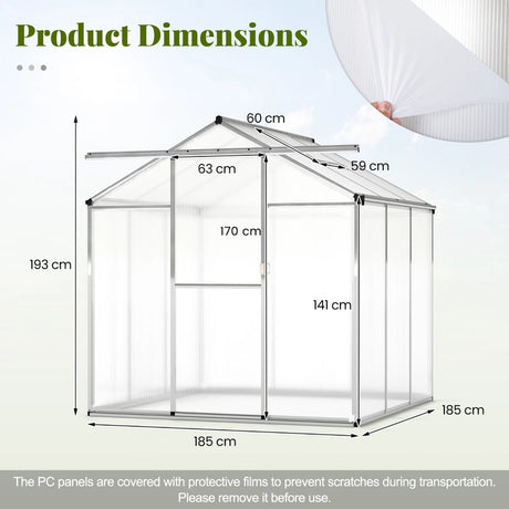 185 x 185 cm/244 x 185 cm Greenhouse Large Walk-in Green House-S