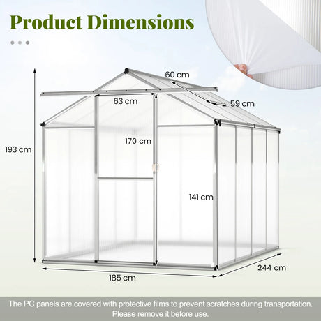 185 x 185 cm/244 x 185 cm Greenhouse Large Walk-in Green House-M