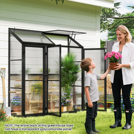 180 CM x 52 CM Greenhouse Walk-in Greenhouse with Lockable Doors-Black