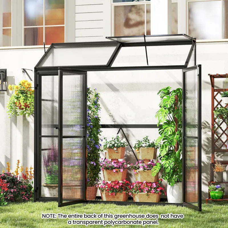 180 CM x 52 CM Greenhouse Walk-in Greenhouse with Lockable Doors-Black