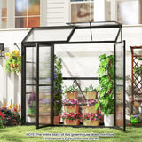 180 CM x 52 CM Greenhouse Walk-in Greenhouse with Lockable Doors-Black